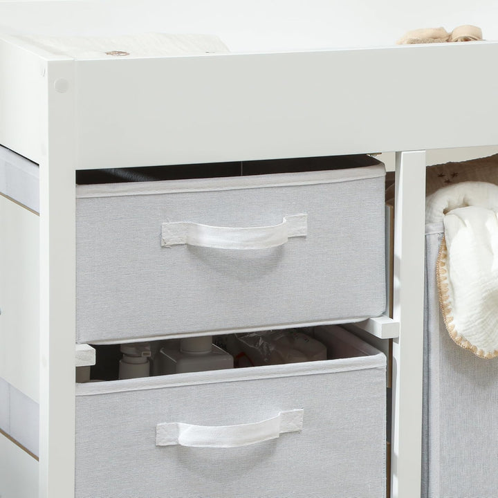 AIYAPLAY Wickeltisch mit 4 Schubladen, Wickelkommode für 0-12 Monate (max. 11kg), mit Matte, Säuglin