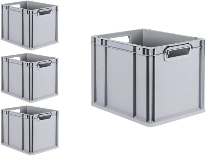 PROREGAL SuperSparSet 4x Eurobox NextGen Grip | HxBxT 32x30x40cm | 30 Liter | Griffe offen | Glatter