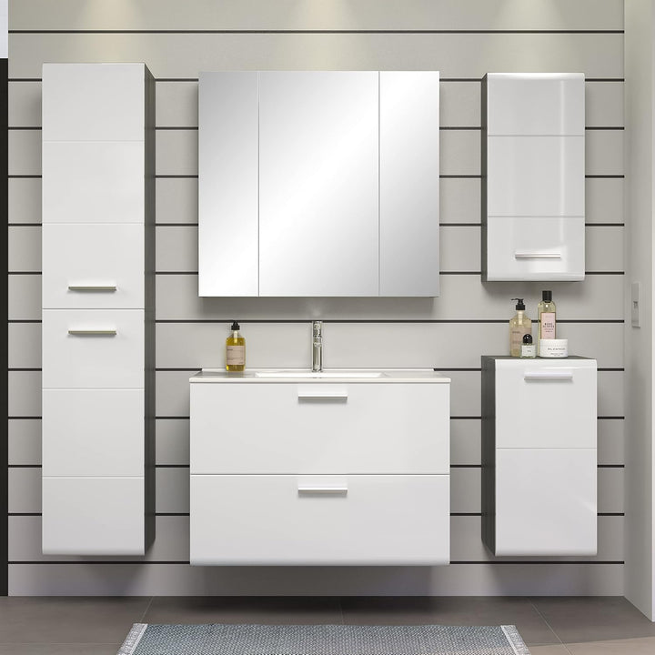 trendteam smart living - Riva - Kommode - Weiss Hochglanz/Grau - Hängeunterschrank mit abgerundeter