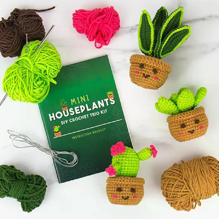 Mini Zimmerpflanzen Häkelset - DIY Häkeltrio für Anfänger | Schlangenpflanze, Sukkulenten &amp; Kaktus h