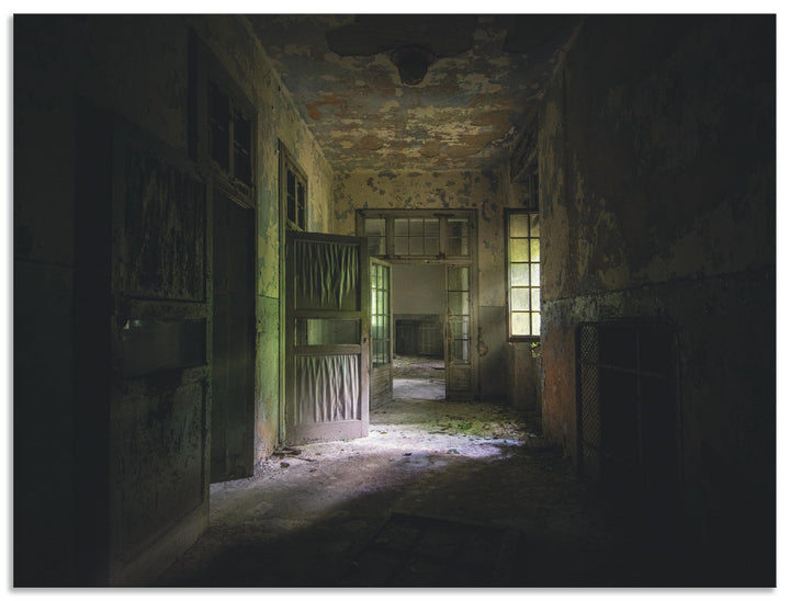 ARTland Wandbild Alu Verbundplatte für Innen &amp; Outdoor Bild 40x30 cm Lost Places Ruine Flur Verlasse