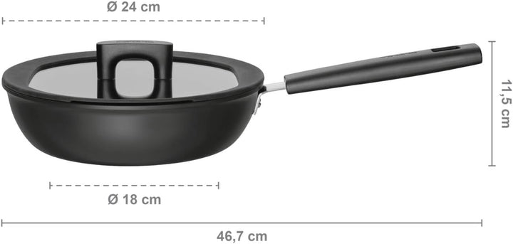 Fiskars Sautierpfanne mit Deckel, Ø 24 cm, Füllmenge: 2,2 Liter, Für alle Kochfelder geeignet, Alumi