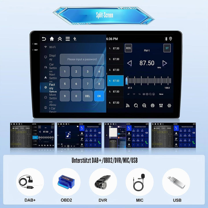 Android 15, 4G+128G CAMECHO Autoradio für Hyundai I30 2006-2011 mit Wireless Carplay Android Auto, 9