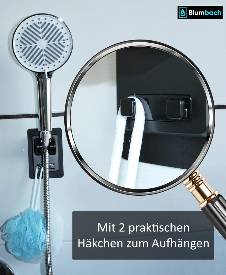 BLUMBACH® Duschkopfhalterung ohne Bohren - DAS ORIGINAL - Duschhalterung kleben statt Bohren - Neigu
