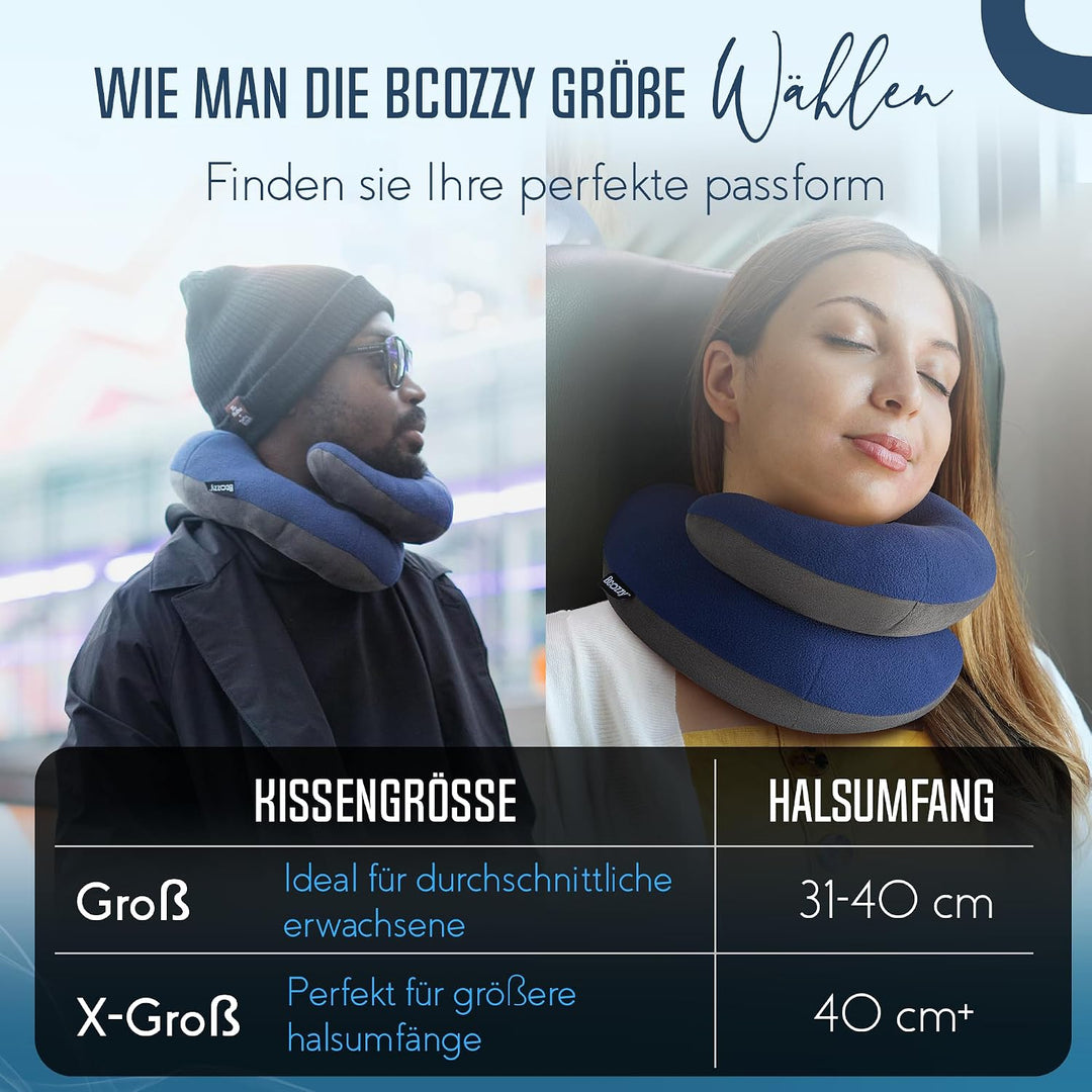 BCOZZY Nackenkissen Für Reisen, Bietet Doppelte Unterstützung Für Kopf, Nacken Und Kinn In Jeder Sch