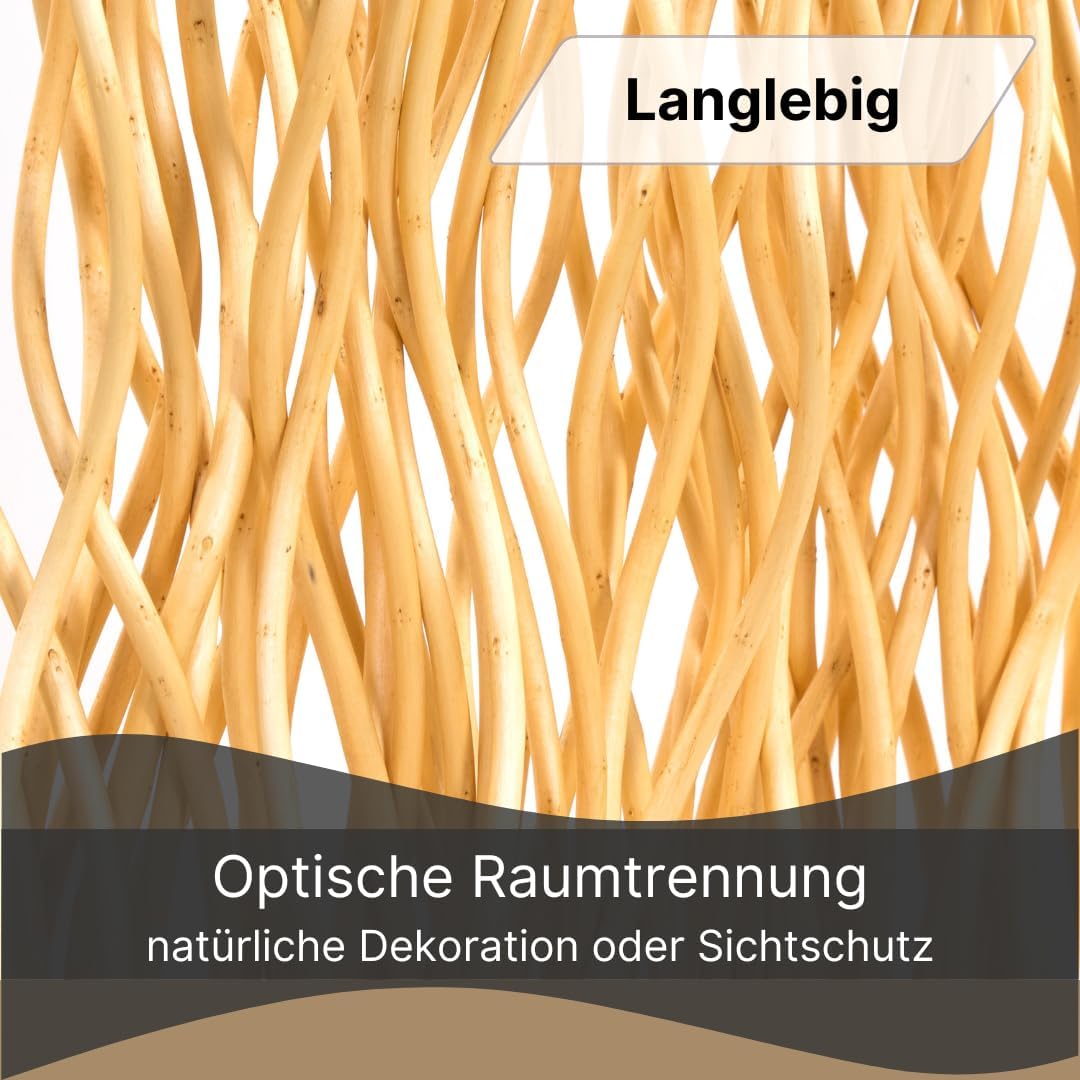 Weiden RAUMTEILER Wave | Weidenholz, 170x40cm (HxB) | Paravent aus Weidenzweigen, Raumtrenner, Stell