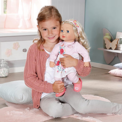 Zapf Creation 706572 Baby Annabell Sophia 43cm- weiche Stoffpuppe mit langen blonden Haaren, rosa Pu