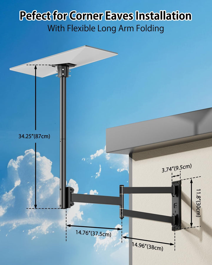 Starlink Gen 3 Wandhalterung, 360° Einstellbare V3 Halterung with 755mm Langem Arm, Verstellbaren Ma