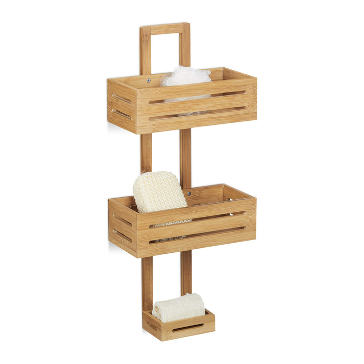 Relaxdays Duschregal Bambus H x B x T: 65 x 28 x 15,5 cm Duschablage aus Holz als Hängeregal Dusche