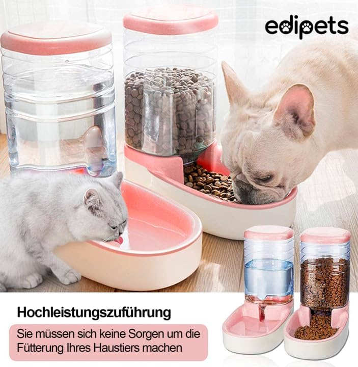 Edipets, Automatischer Futterspender Katze, Hunde, 2 Einheiten, 3.8L, Futter- und Wasserspender für