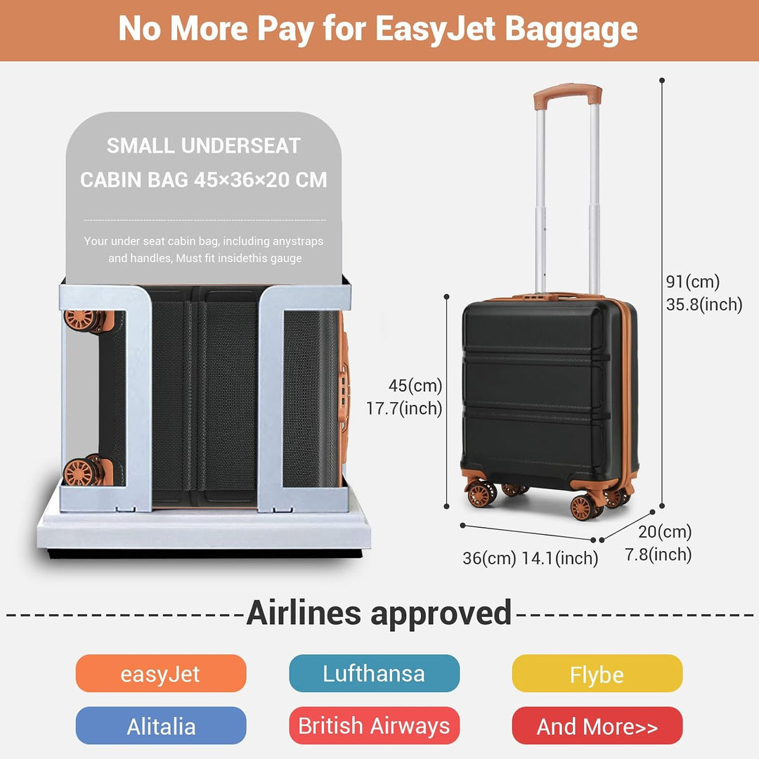 KONO Kleiner Koffer Handgepäck Hartschalenkoffer für Easyjet Handgepäck 45x36x20 cm, Leicht Reisekof