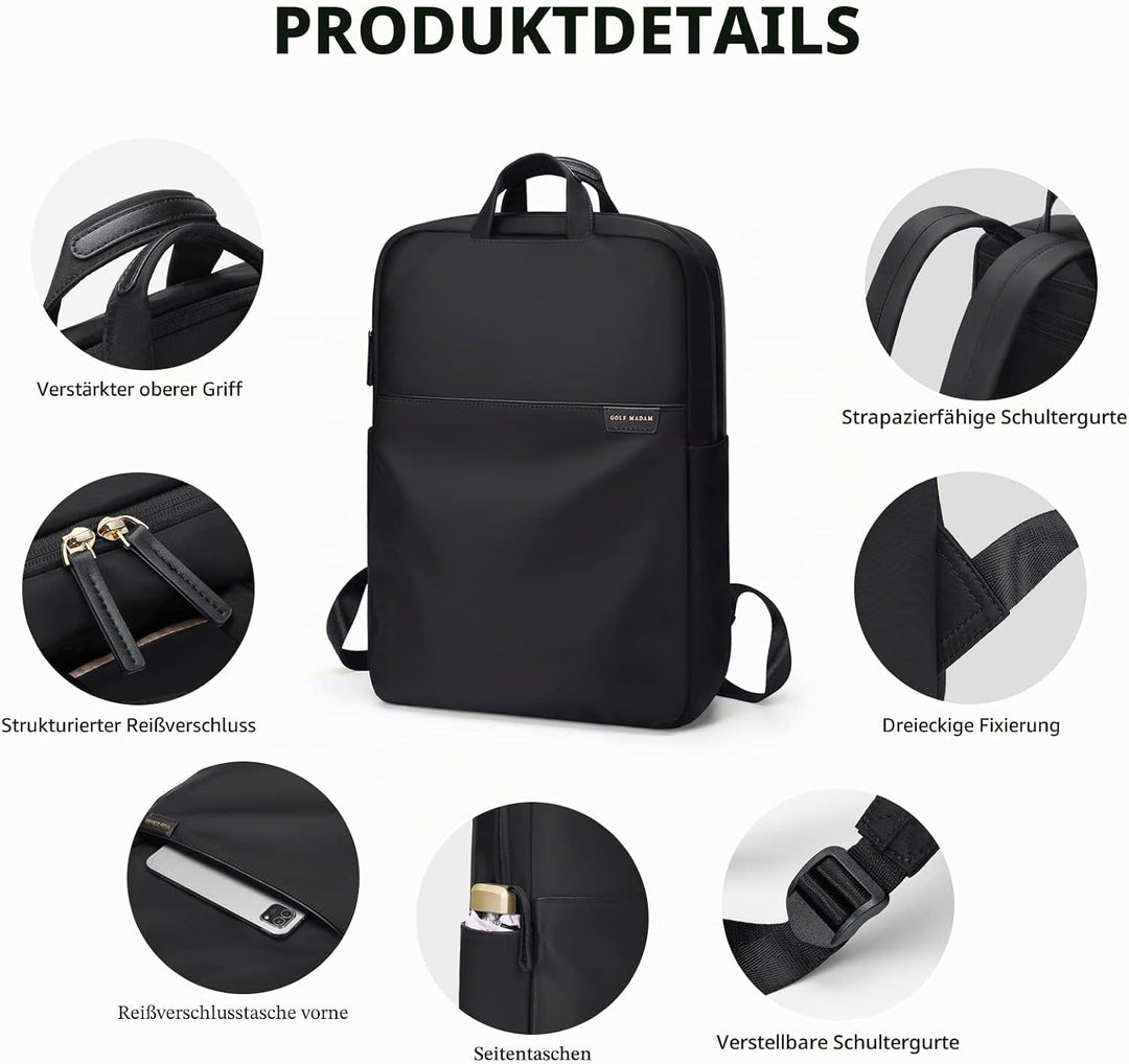 GOLF SUPAGS Rucksack Damen Handgepäck mit Laptopfach & Anti Diebstahl Tasche, 15.6 Zoll Laptop Rucks