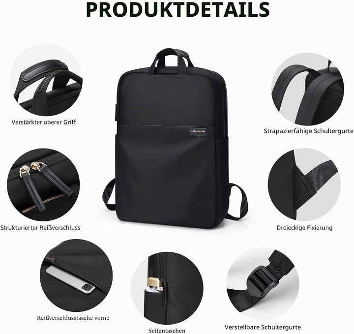 GOLF SUPAGS Rucksack Damen Handgepäck mit Laptopfach & Anti Diebstahl Tasche, 15.6 Zoll Laptop Rucks