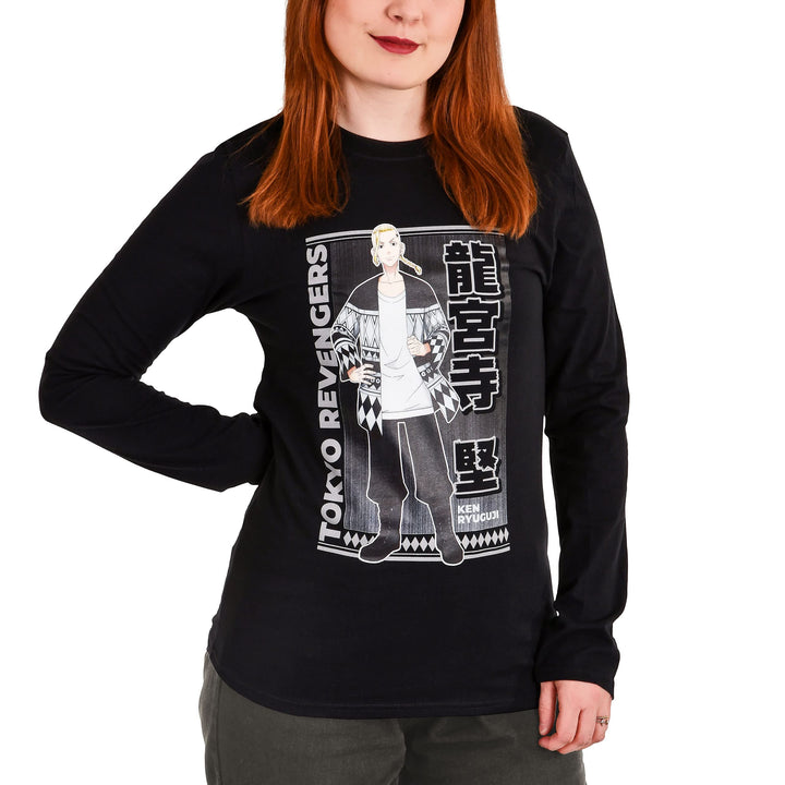 Elbenwald Tokyo Revengers Longsleeve mit Draken Frontprint für Herren Damen Unisex schwarz S