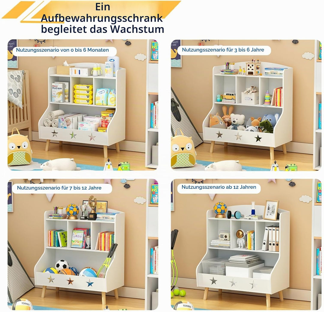 Garden 4 you Kinderregal, Bücherregal für Kinder, Kinderzimmerregal, Bücherregal Aufbewahrungsregal