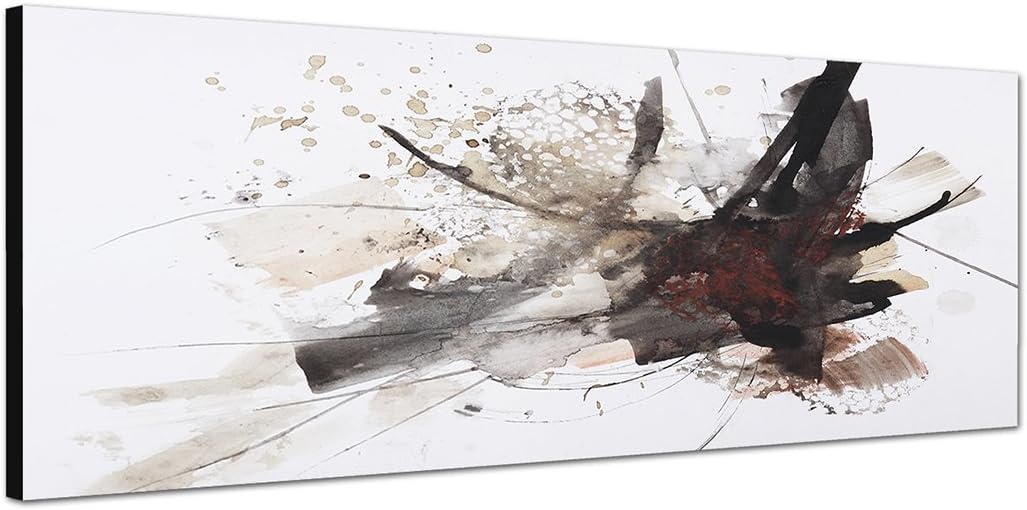 Paul Sinus Art Panoramabild auf Leinwand und Keilrahmen 150x50cm Malerei schwarz rot abstrakt
