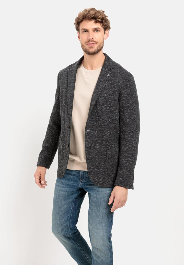 camel active Herren Casual Sakko aus einem Baumwolljersey 26 Anthrazit, 26 Anthrazit