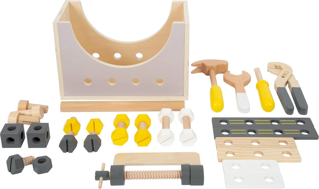 small foot Werkzeugkasten 2in1 "Miniwob" aus Holz, auch als Werkbank nutzbar, mit Kinderwerkzeugen,