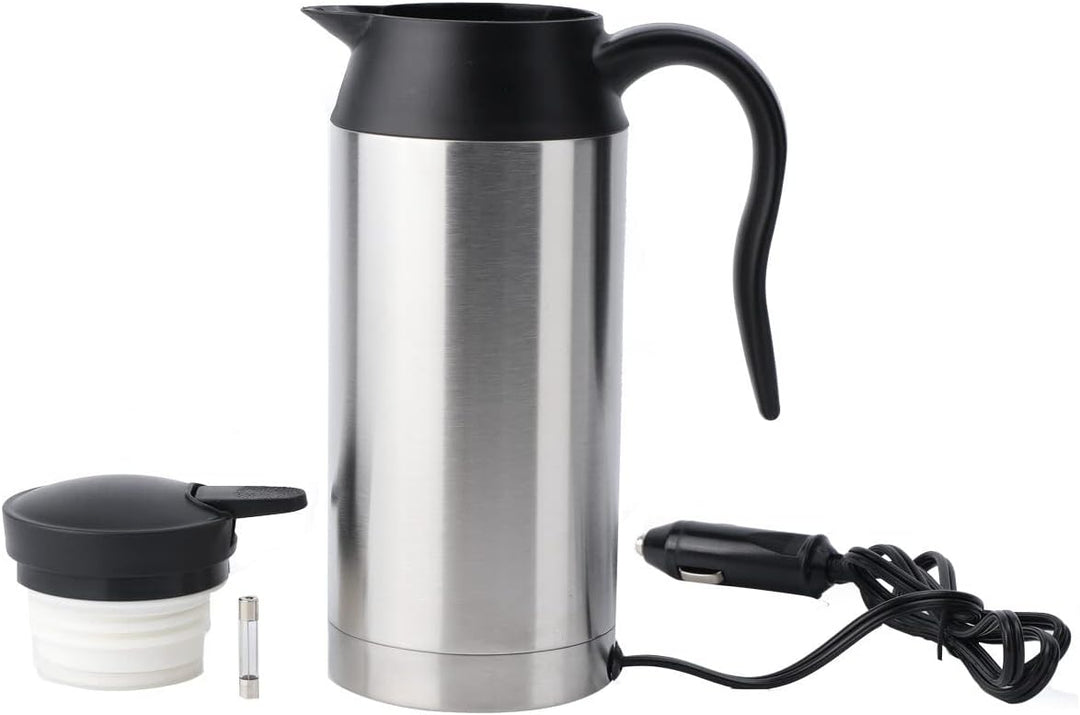 Wasserkocher 12V, 600ml 120W Auto Edelstahl Wasserkocher,für Fernverkehr Autofahrt Camping im Freien