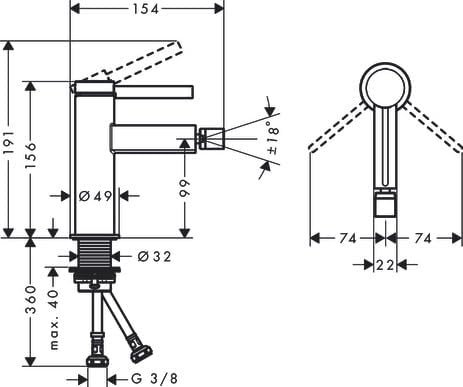 hansgrohe Einhebel-Bidetmischer Finoris, Bidetarmatur mit Push-Open Ablaufgarnitur, Mattweiss, Mattw