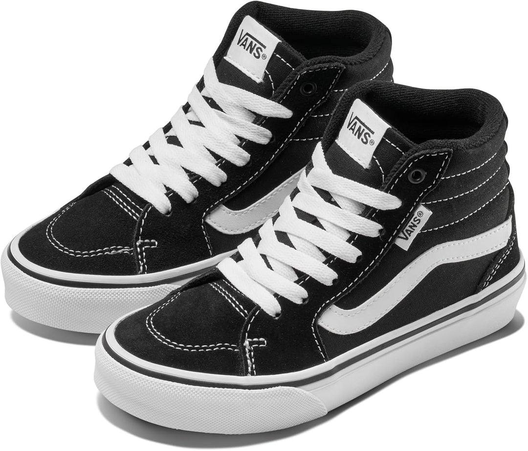 Vans Unisex Kinder Filmore Hi Sneaker 27 EU Suede Canvas Black White, 27 EU Suede Canvas Black White