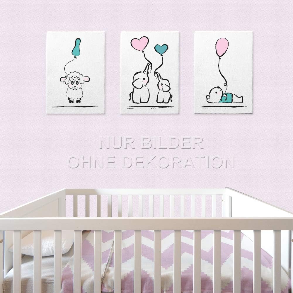 PRICARO Leinwand "Baby-Girl", 30 x 40 cm, 3er Set