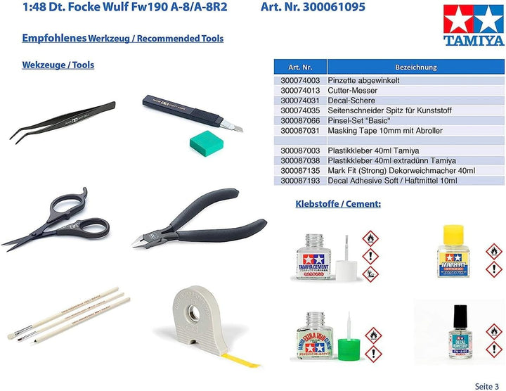 Tamiya 300061095 - 1:48 WWII Deutsche Focke Wulf Fw190 A-8/A-8R2