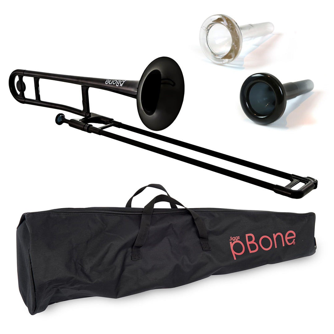 pBone Kunststoff Posaune schwarz mit Tasche und Mundstück Schwarz Posaune, Schwarz Posaune