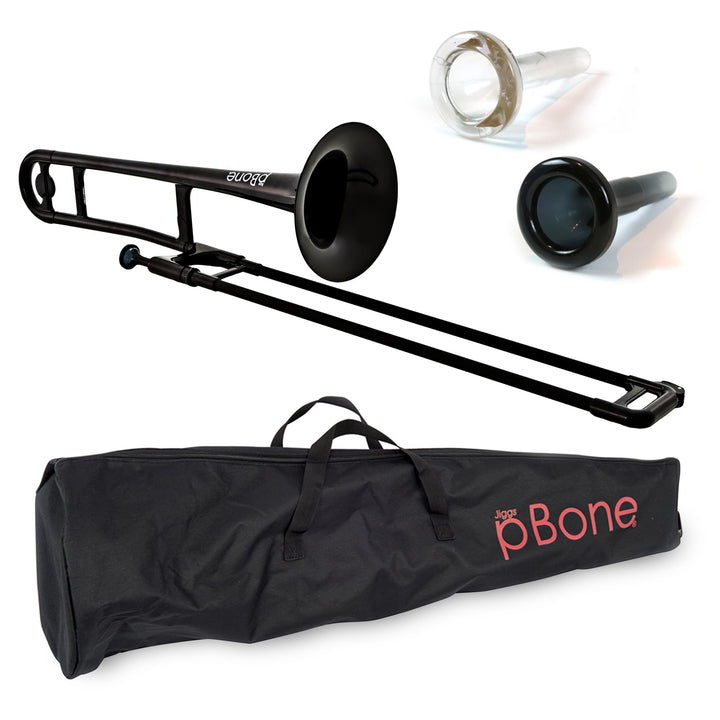 pBone Kunststoff Posaune schwarz mit Tasche und Mundstück Schwarz Posaune, Schwarz Posaune