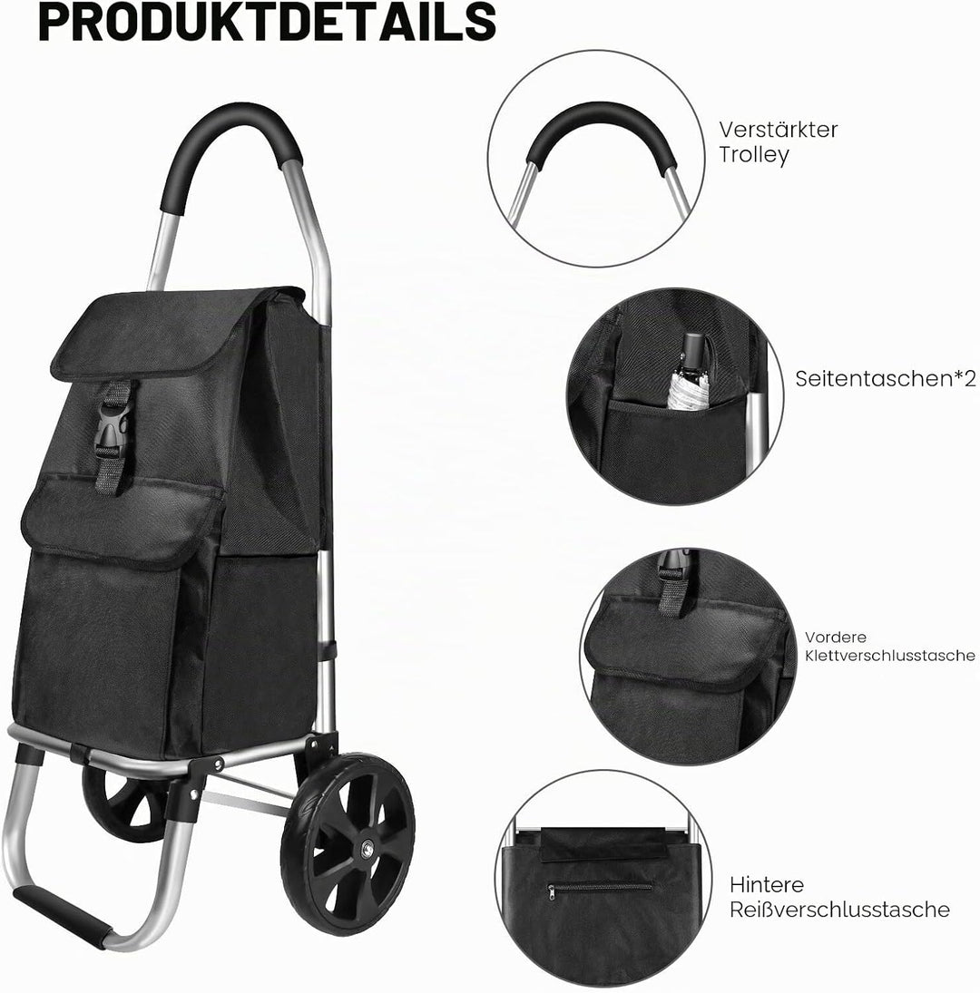 Einkaufswagen, gross, leicht, zusammenklappbar, wasserdicht, 2 Räder, 40 l, grosses Fassungsvermögen
