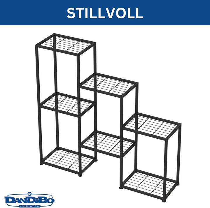 DanDiBo Blumenregal indoor Metall Schwarz 6 Ebenen 96578 Blumentreppe Modern Pflanzentreppe Design P