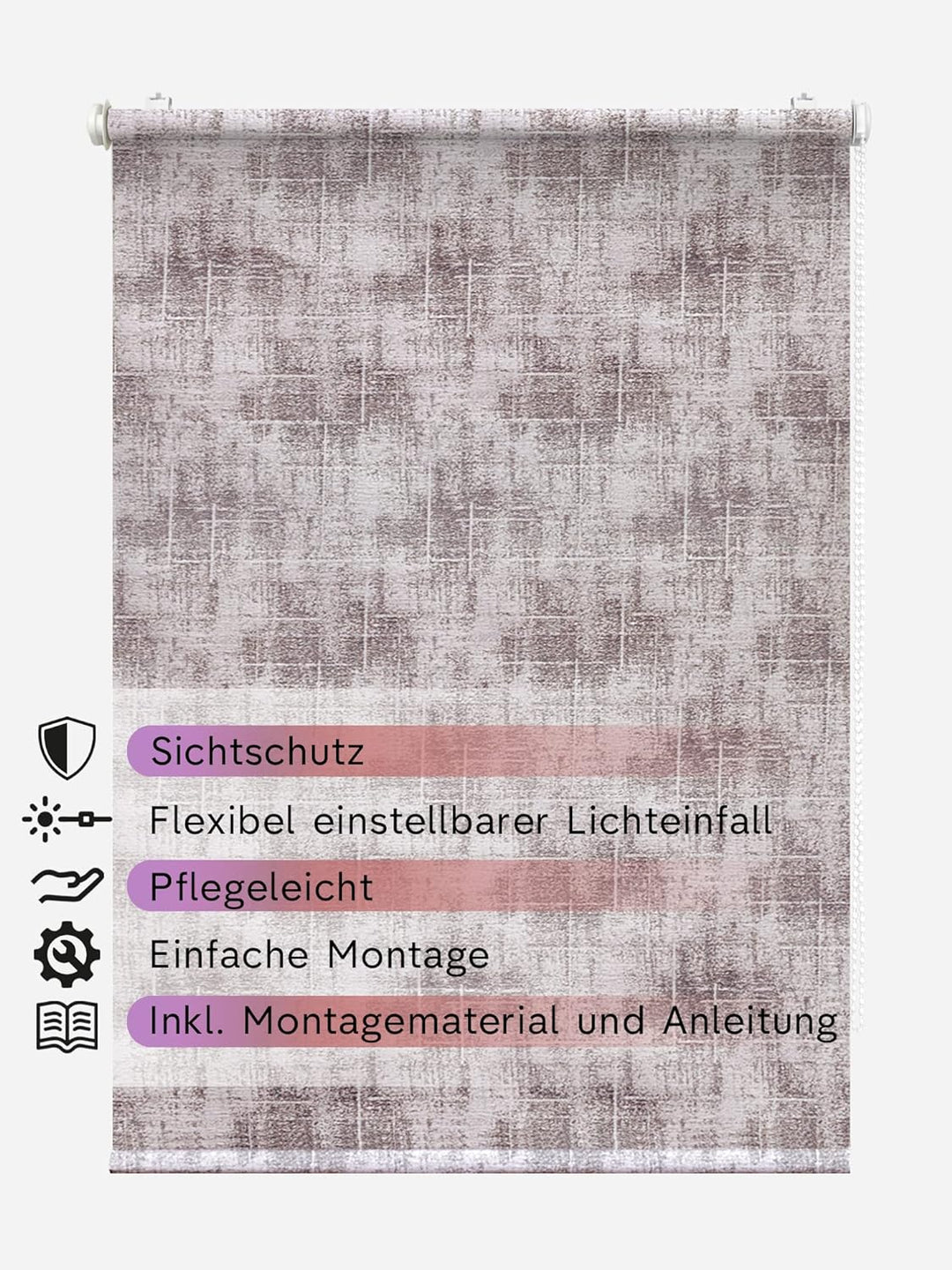 Rikmani Tageslichtrollo AVI Fensterrollo verdunkelnd, Rollo, Klemmfix, Anschraubbar, Verdunkelungsro