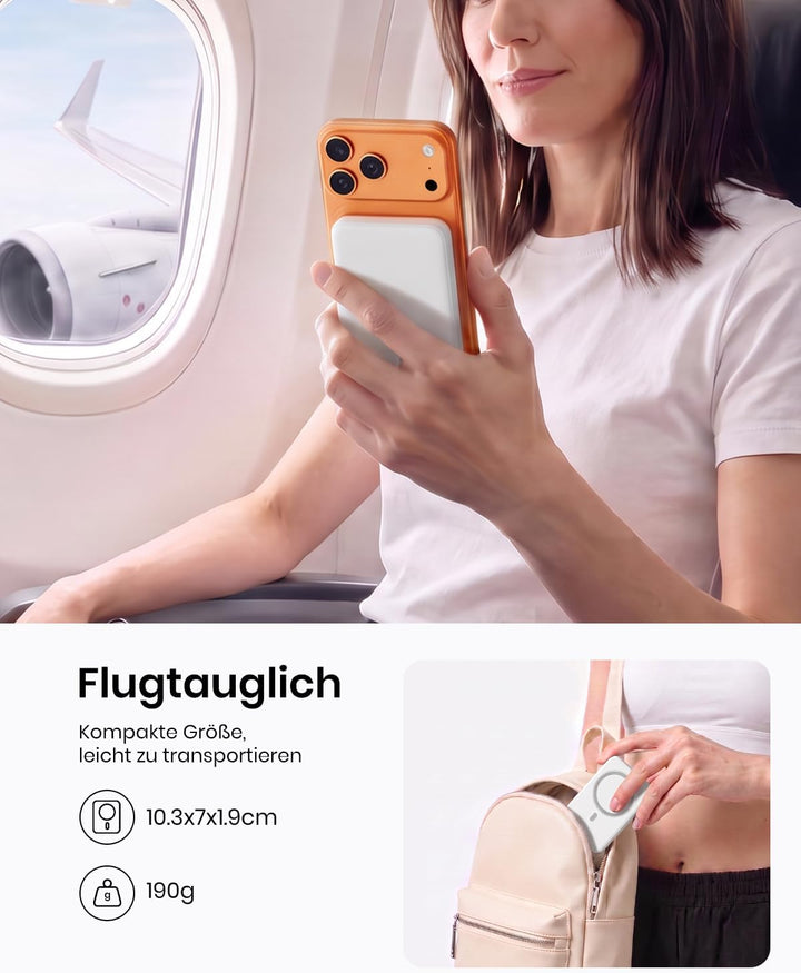 A ADDTOP Power Bank, 10000mAh Magnetische Powerbank, Kabelloses Tragbares Ladegerät mit USB-C EIN-/A
