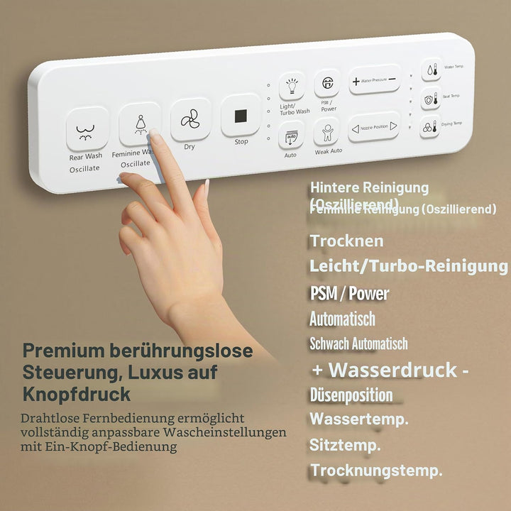 WLJBIDET Bidet Toilettensitz mit Fernbedienung, Elektronisch Beheizbarer Dusch WC Aufsatz mit Einste