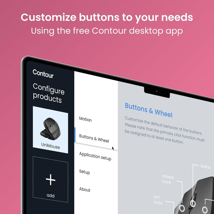 Contour Unimouse Ergonomische Maus | Einstellbare Neigung von 35°-70°, 6 programmierbare Tasten, Dau