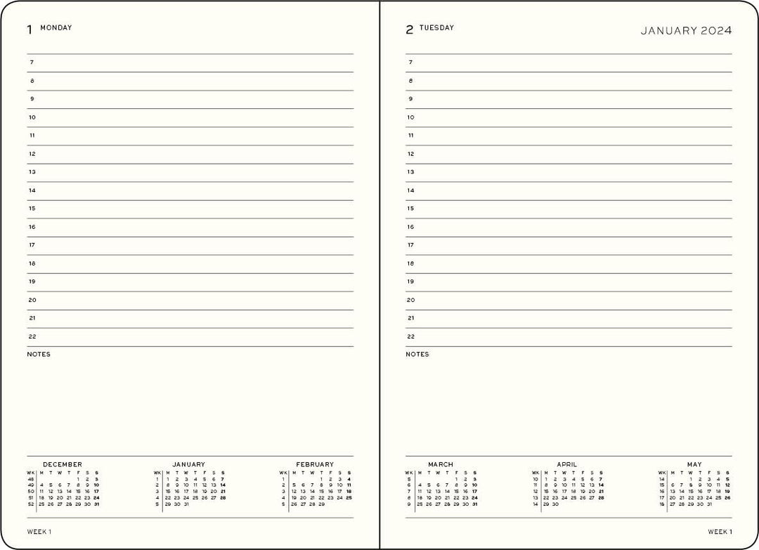 LEUCHTTURM1917 367874 Tageskalender Master (A4+) 2024, Schwarz, Englisch, 12 Monate Schwarz Master (