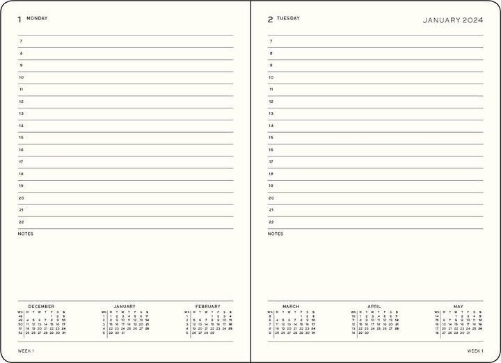 LEUCHTTURM1917 367874 Tageskalender Master (A4+) 2024, Schwarz, Englisch, 12 Monate Schwarz Master (