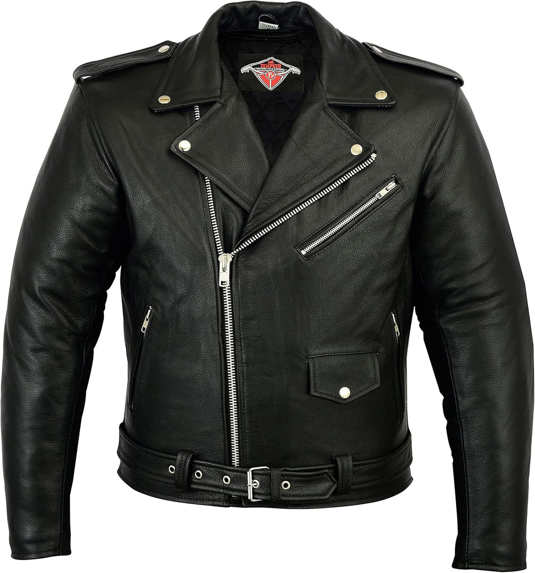 Motorrad lederjacke herren mit protektoren - Marlon Brando Retro Chopper Rockerjacke - Mit Original
