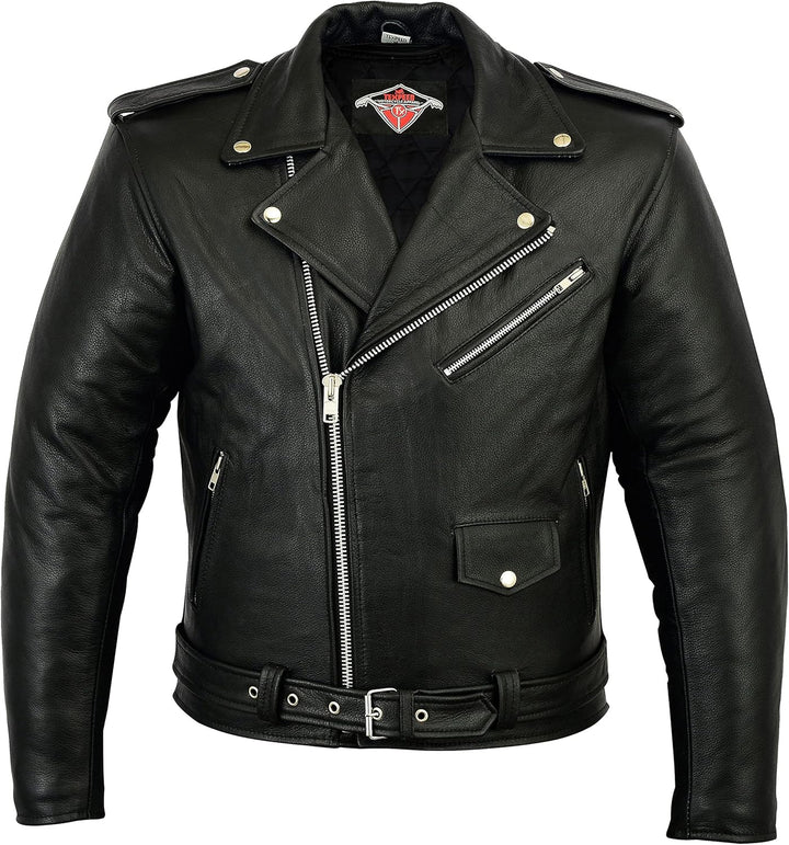 Motorrad lederjacke herren mit protektoren - Marlon Brando Retro Chopper Rockerjacke - Mit Original