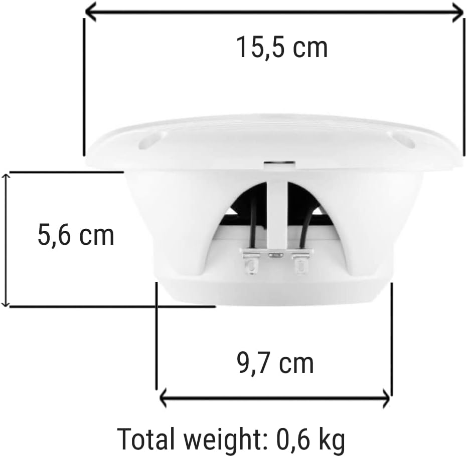 2 Marine-Lautsprecher kompatibel mit BOSS Audio MR50W 2-Wege 15,5 cm 75 watt rms 150 watt max wasser