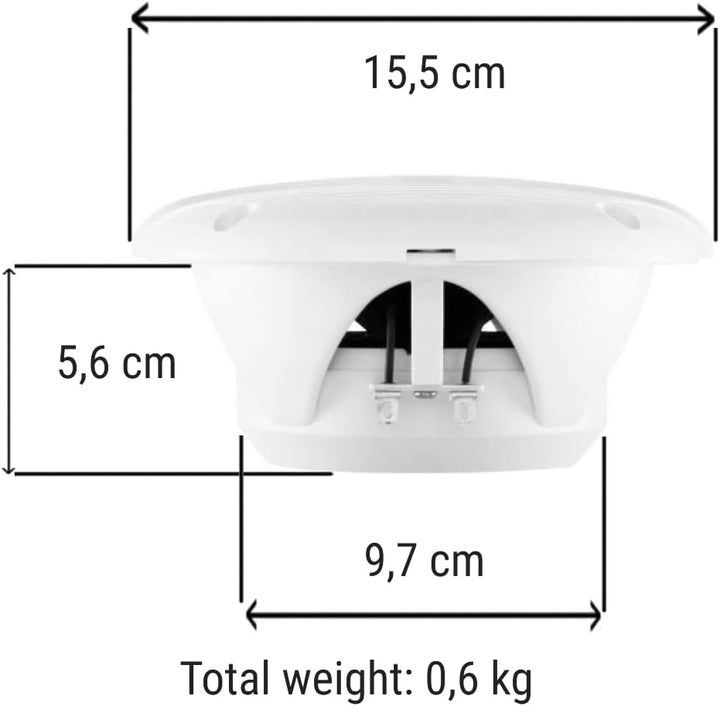 2 Marine-Lautsprecher kompatibel mit BOSS Audio MR50W 2-Wege 15,5 cm 75 watt rms 150 watt max wasser