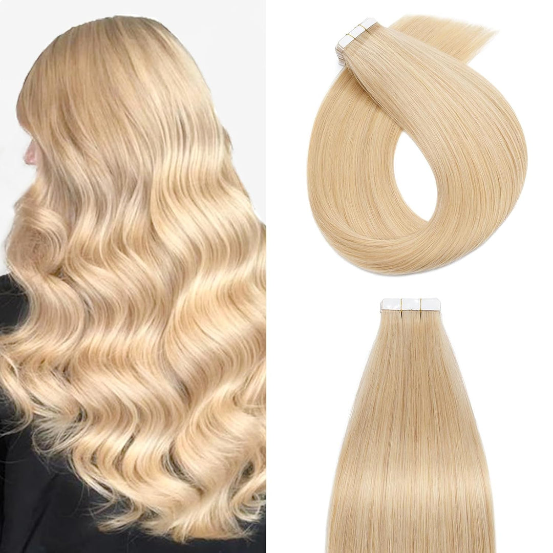 Silk-co Tape Extensions Echthaar 20stk, Haarverlängerung Tape in Extensions Echthaar, Remy Haarexten