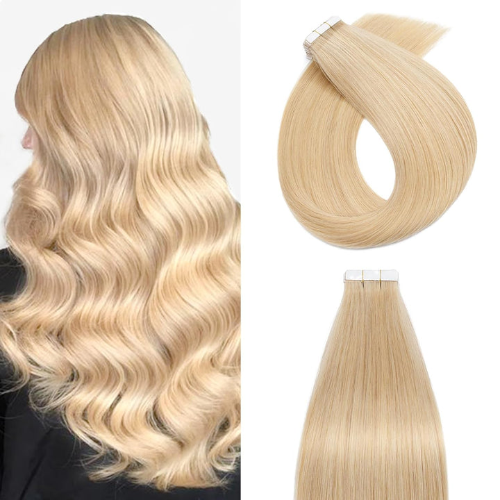 Silk-co Tape Extensions Echthaar 20stk, Haarverlängerung Tape in Extensions Echthaar, Remy Haarexten