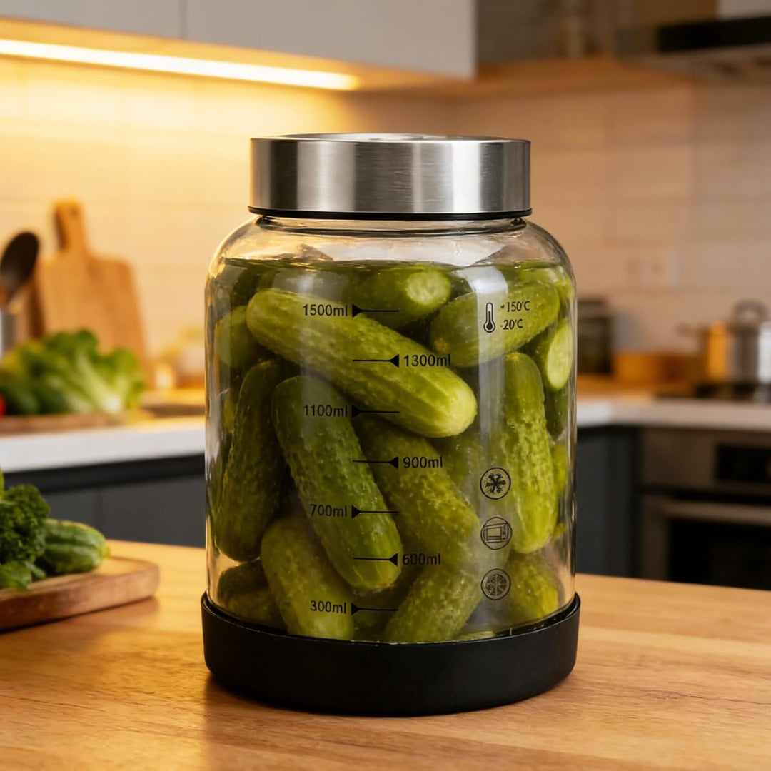 IIRC 1,5L Fermentierglas, Fermentiergläser mit Doppeltem Gärventil, Für Sauerkraut, Kimchi, Gurken u