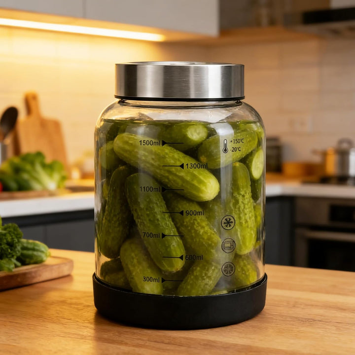 IIRC 1,5L Fermentierglas, Fermentiergläser mit Doppeltem Gärventil, Für Sauerkraut, Kimchi, Gurken u