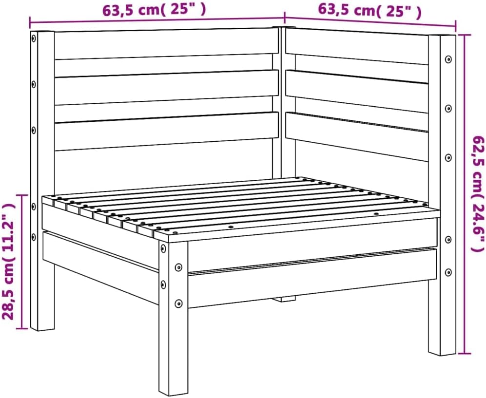 vidaXL Garten Ecksofa, Gartensofa mit Latten-Design, Gartencouch Modular mit Rückenlehne, Sofa Couch