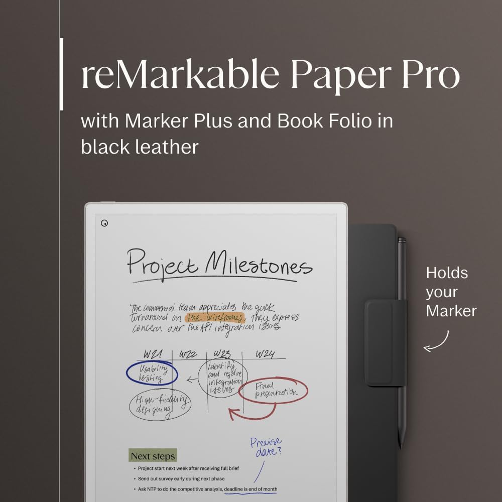 reMarkable Paper Pro-Bundle – Leder-Folio-Schutzhülle | 30,6 cm (11,8 Zoll) Farbdisplay und Leselamp