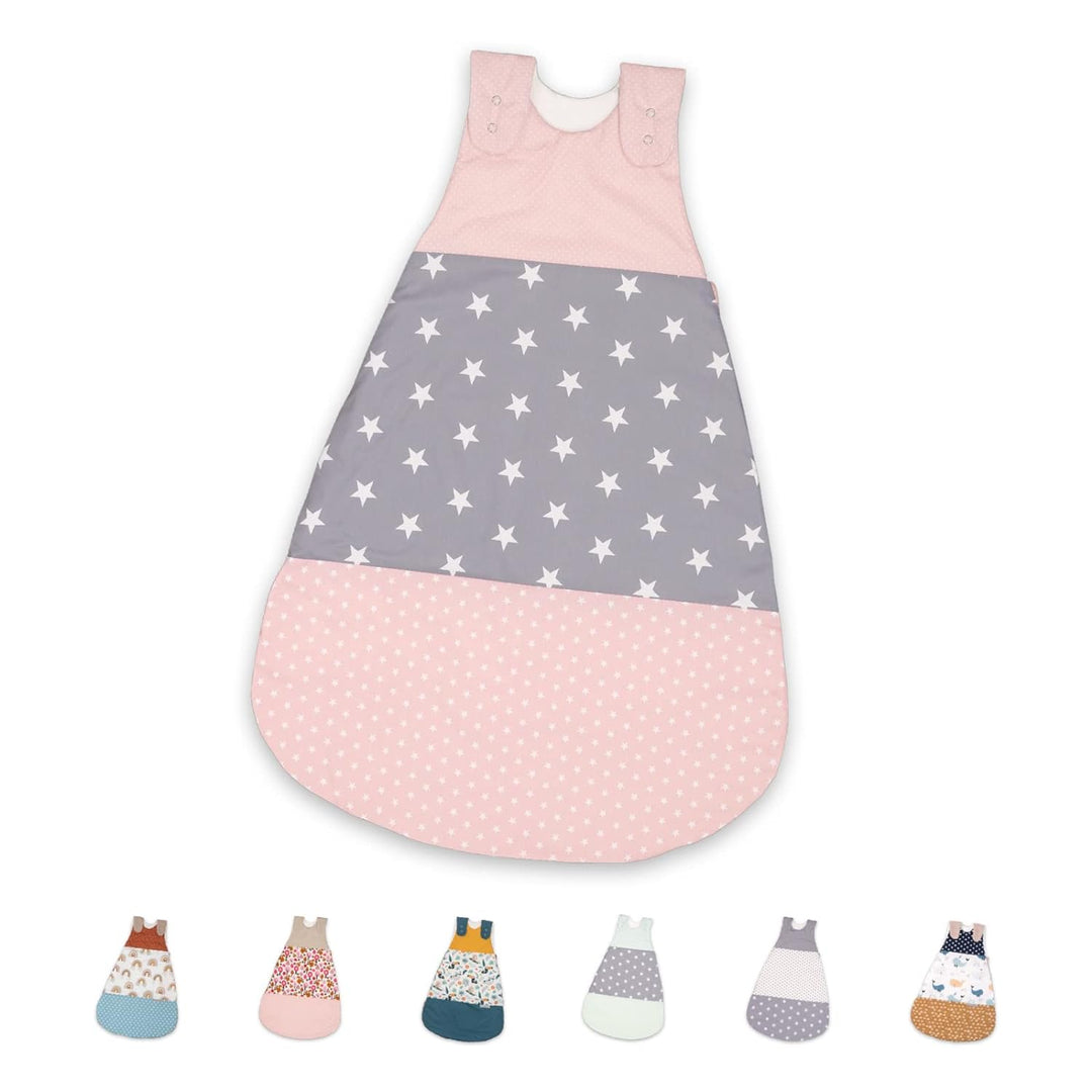 ULLENBOOM ® Schlafsack Baby 10 bis 18 Monate, 80/86, Rosa Grau (Made in EU) - Baby Schlafsack Neugeb