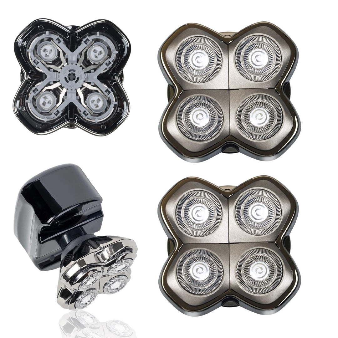 Rotationskopf 4 Köpfe für Elektrorasierer – Kompatibel mit Pitbull Skull Shaver, Butterfly Kiss Pro