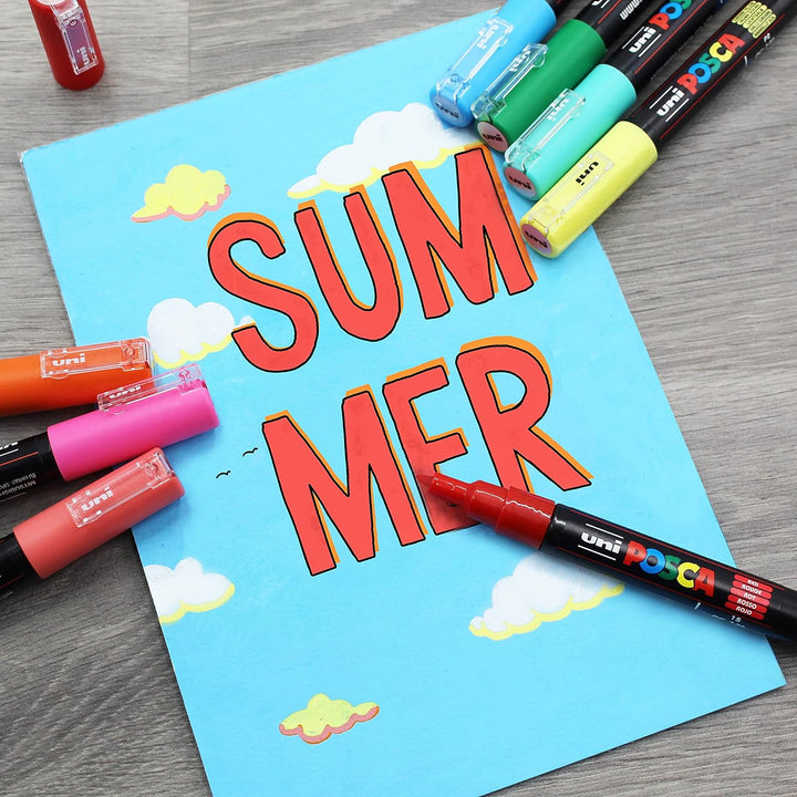 Posca - PC-1M Art Paint Marker – Set mit 8 Stück – in Kunststoffhüllen – Sommertöne